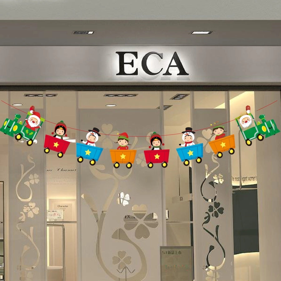 Christmas Paper Flag Christmas Window Hotel Scene Decoration Flag  Santa Claus Flag