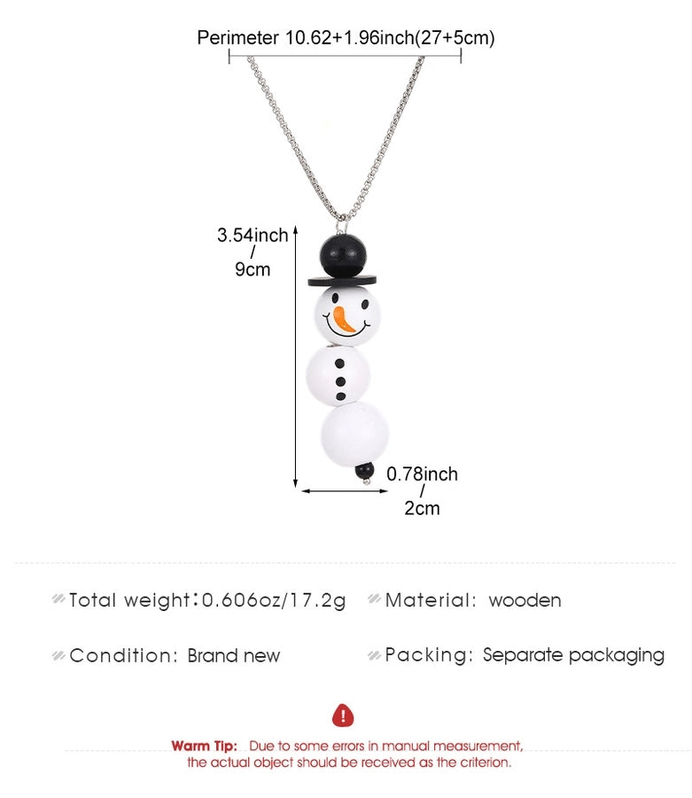Vintage Style Classic Style Snowman Wood Iron  Pendant Necklaces