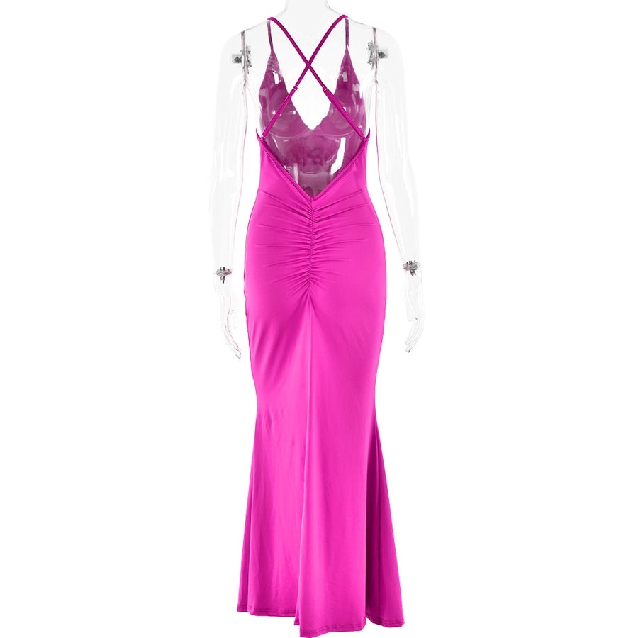 Women's Sheath Dress Streetwear V Neck Flowers Sleeveless Solid Color Maxi Long Dress Business