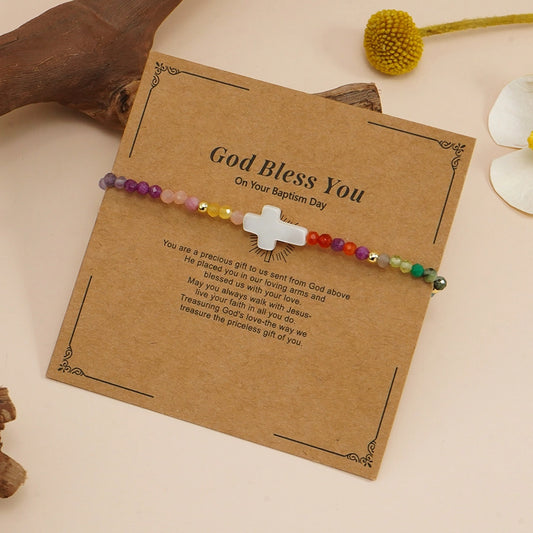 Bohemian Simple Style Cross 304 Stainless Steel natural stone Shell Beaded Chain String Bracelets