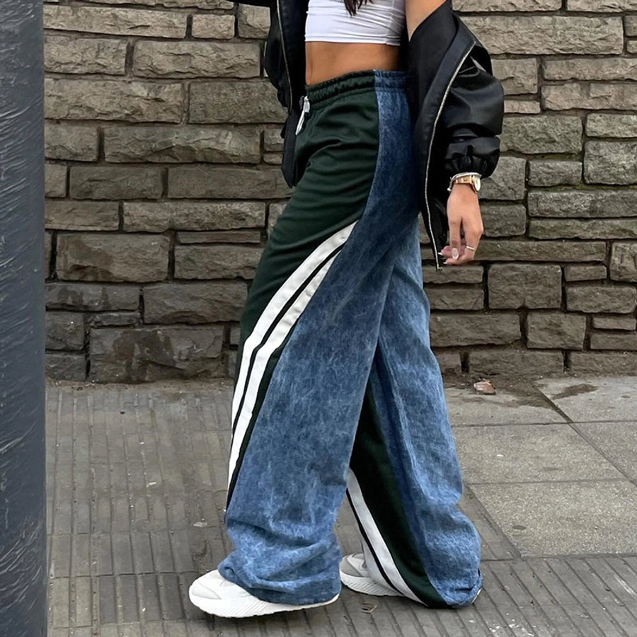 Women's Holiday Streetwear Color Block Full Length Casual Pants