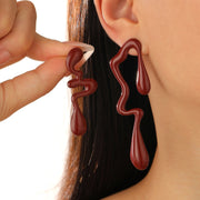 06 Electrophoresis Red Liquid Lava Irregular Ear Studs A- 1111