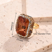 Rectangular Yellow Sudan Stone Ring (Gold)