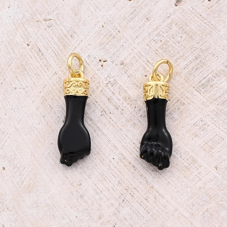 1 Pc/Package 19.5x6.5mm Hole 3~3.9mm Copper 18K Gold Plated Fist Polished Pendant Jewelry Accessories