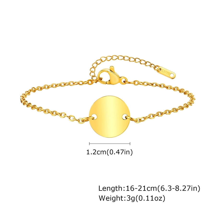 Vacation Classic Style Round 304 Stainless Steel 18K Gold Plated cable chain Bracelets In Bulk Stainless Steel Bracelets