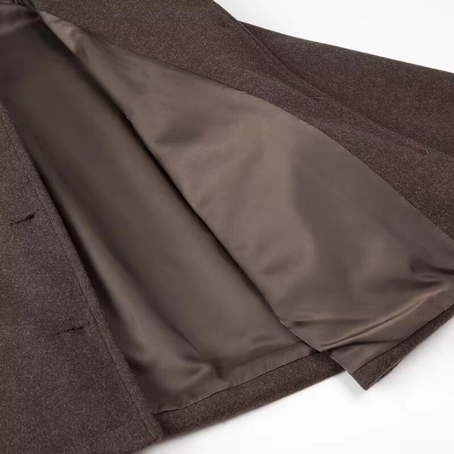 Women's Preppy Style Solid Color Single Breasted Coat Woolen Coat