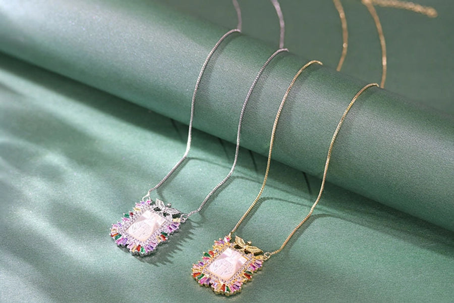 Jewelry Vintage Style Classic Style Geometric Copper Zircon Plating Pendant Necklace