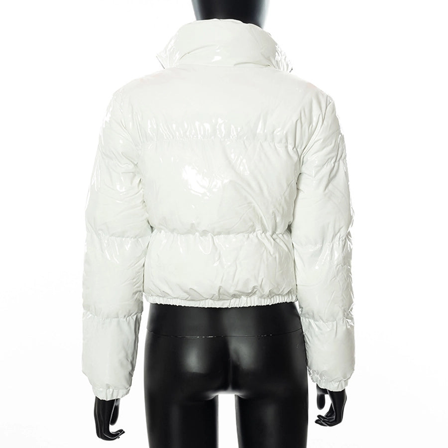 Women's Streetwear Solid Color Zipper Coat cotton clothes