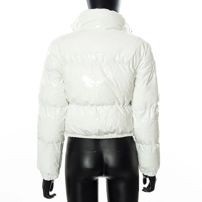 Women's Streetwear Solid Color Zipper Coat cotton clothes
