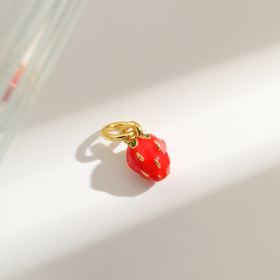 1 Piece 8.8*5MM Hole 3~3.9mm Copper 18K Gold Plated Strawberry Mushroom Pendant Jewelry Accessories