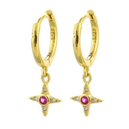 New s925 sterling silver earrings women's Korean-style diamond-embedded gold-plated   internet celebrity earrings simple ear buckle live broadcast