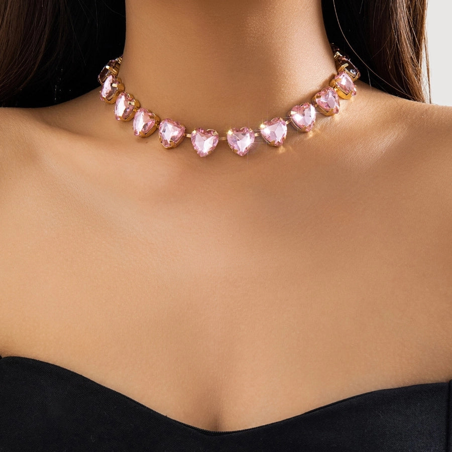 Glam Exaggerated Geometric Water Droplets Rhinestones Rhinestone Iron Tennis Chain Choker