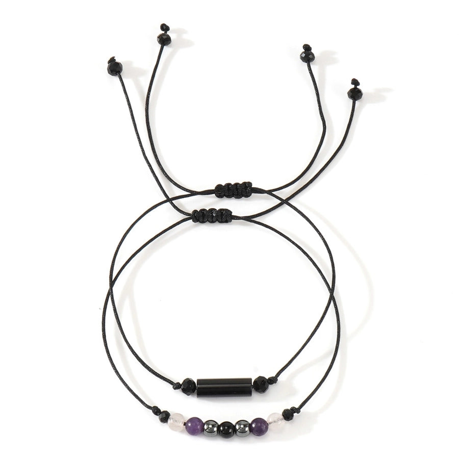 Casual Geometric Semi-precious stone rope Iron Gall Stone Woven Chain String Bracelets