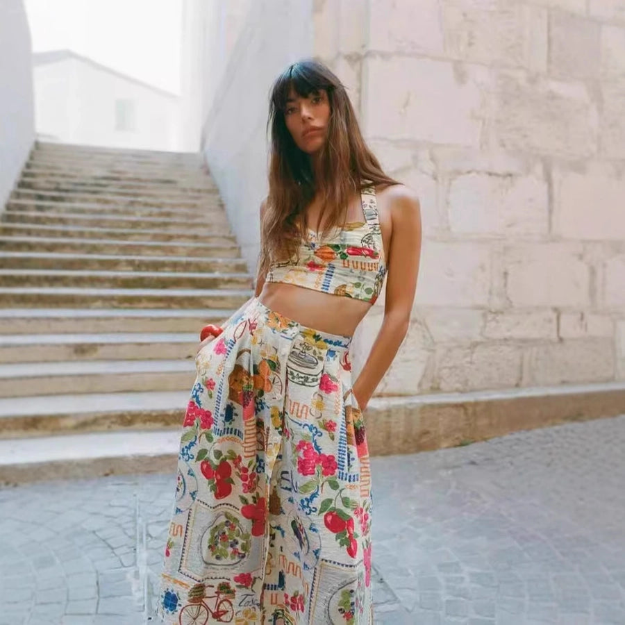 Holiday Women's Vacation Simple Style Color Block Linen Cotton and Linen Polyester Skirt Sets Skirt Sets