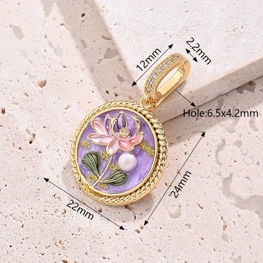 1 Piece 22.5x18mm 23x21.5mm 24x22mm 6.5x4.2mm Freshwater Pearl Copper Zircon 18K Gold Plated Round Flower Lotus Polished Pendant Jewelry Buckle Jewelry Accessories