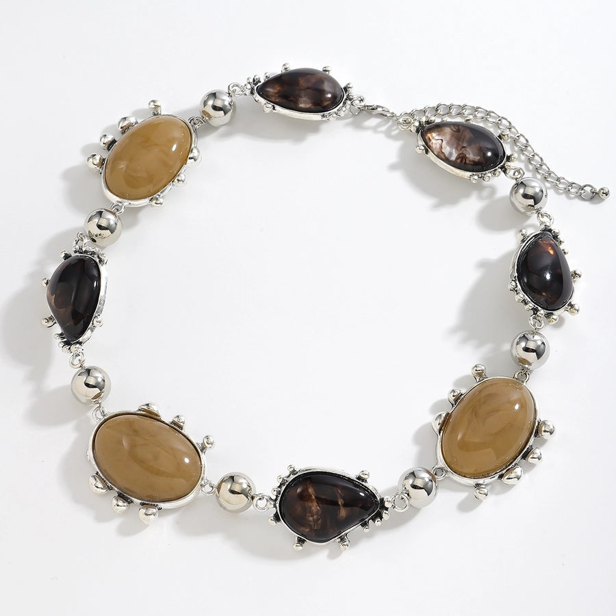 Elegant Simple Style Oval Water Droplets Zinc alloy  Beaded Necklaces