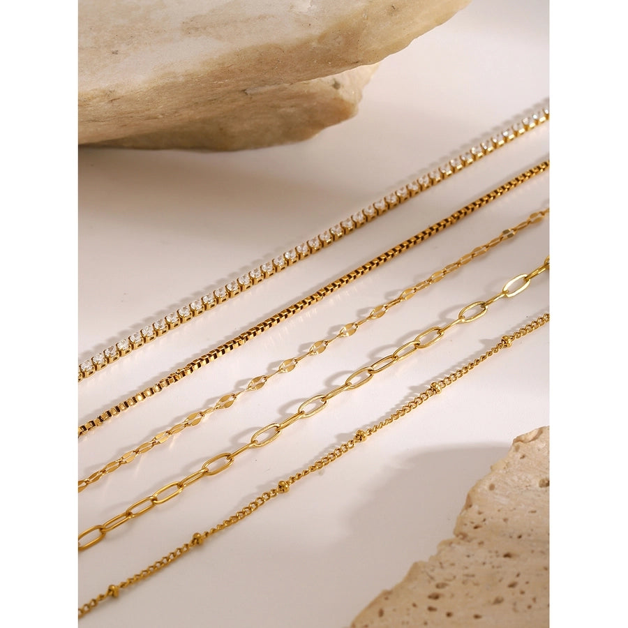 Simple Style Classic Style Geometric 304 Stainless Steel Paperclip Chain box chain Tennis Chain Bracelets In Bulk Stainless Steel Bracelets