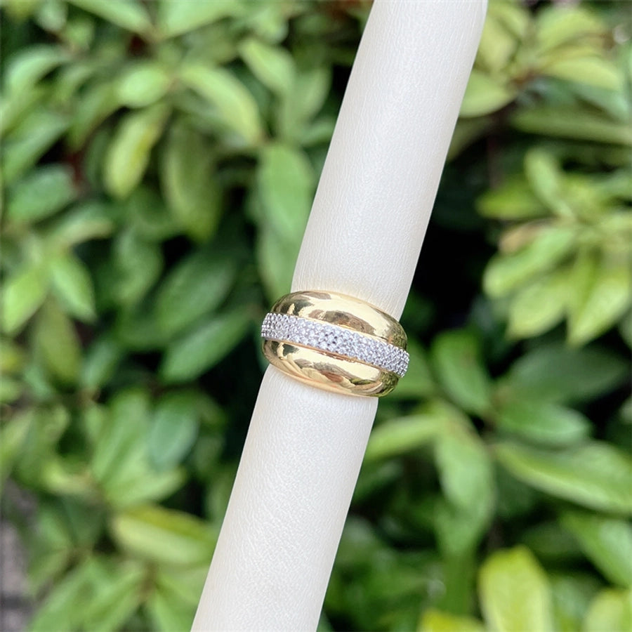 Copper 18K Gold Plated Geometric Zircon Open Rings