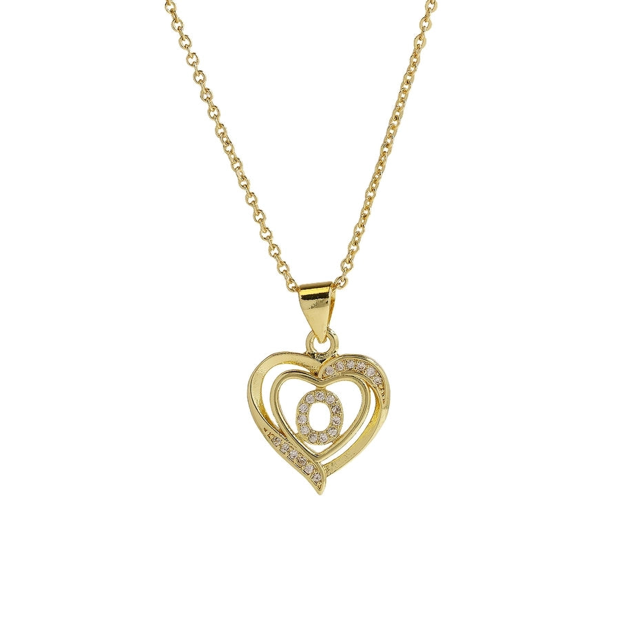 Brass cable chain Plating Letter Heart Shape Pendant Necklace