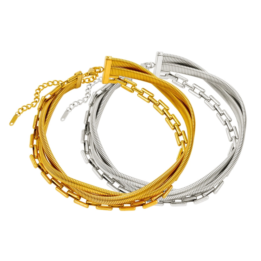 Jewelry Elegant Solid Color 304 Stainless Steel 18K Gold Plated Plating Layered Necklaces