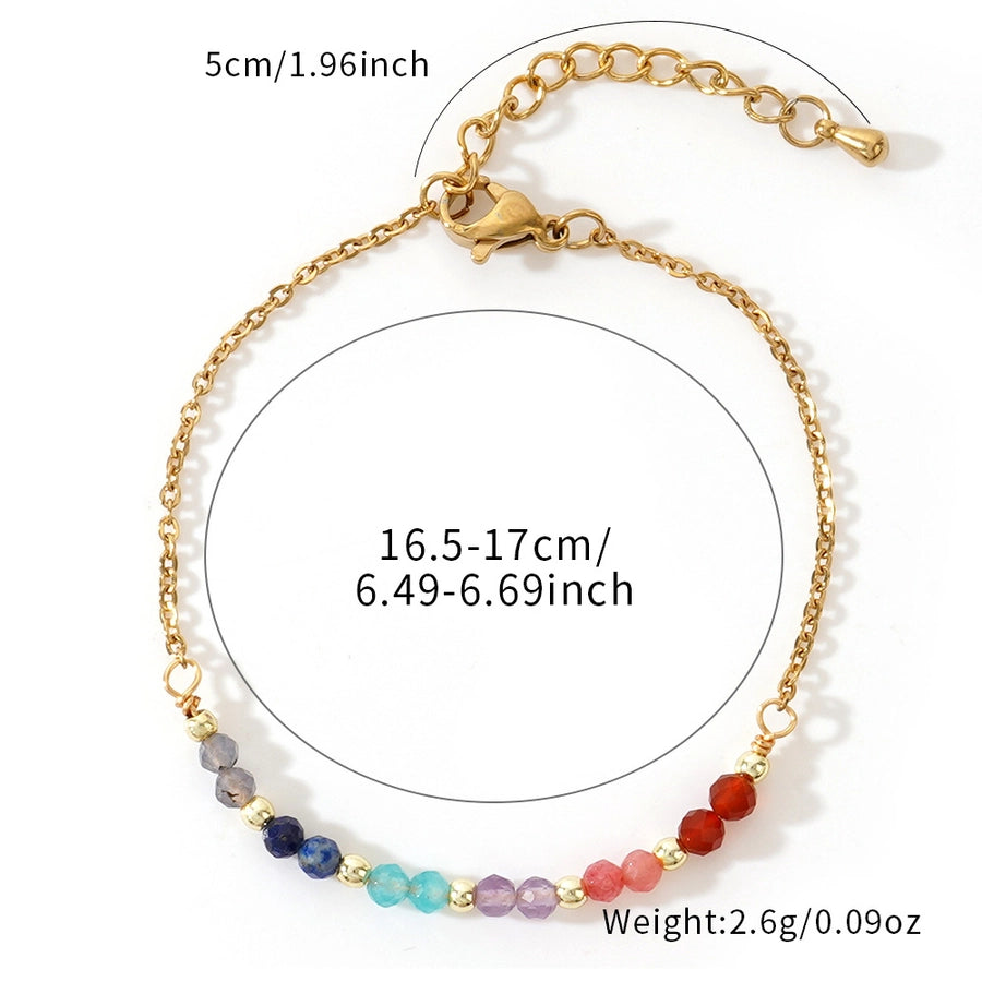 Bohemian Round natural stone Copper cable chain String Bracelets