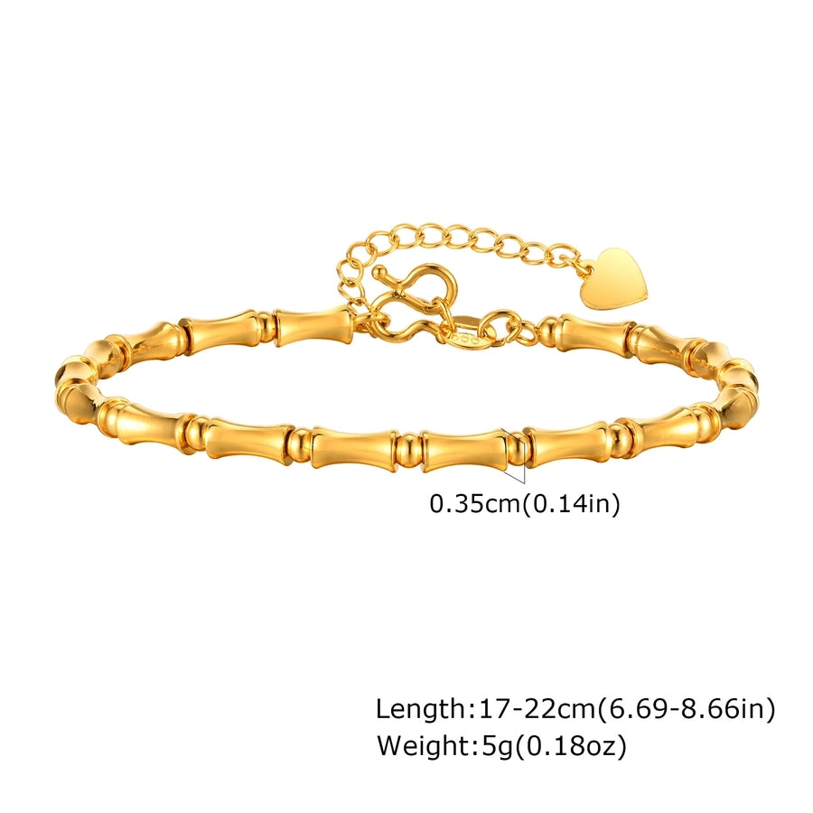 Jewelry Simple Style Bamboo Copper 18K Gold Plated Bracelets