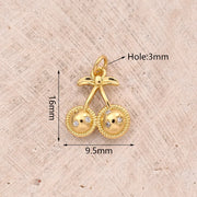Hollow Zircon Cherry Pendant (Gold) [16x9.5mm (Aperture: 3mm)]