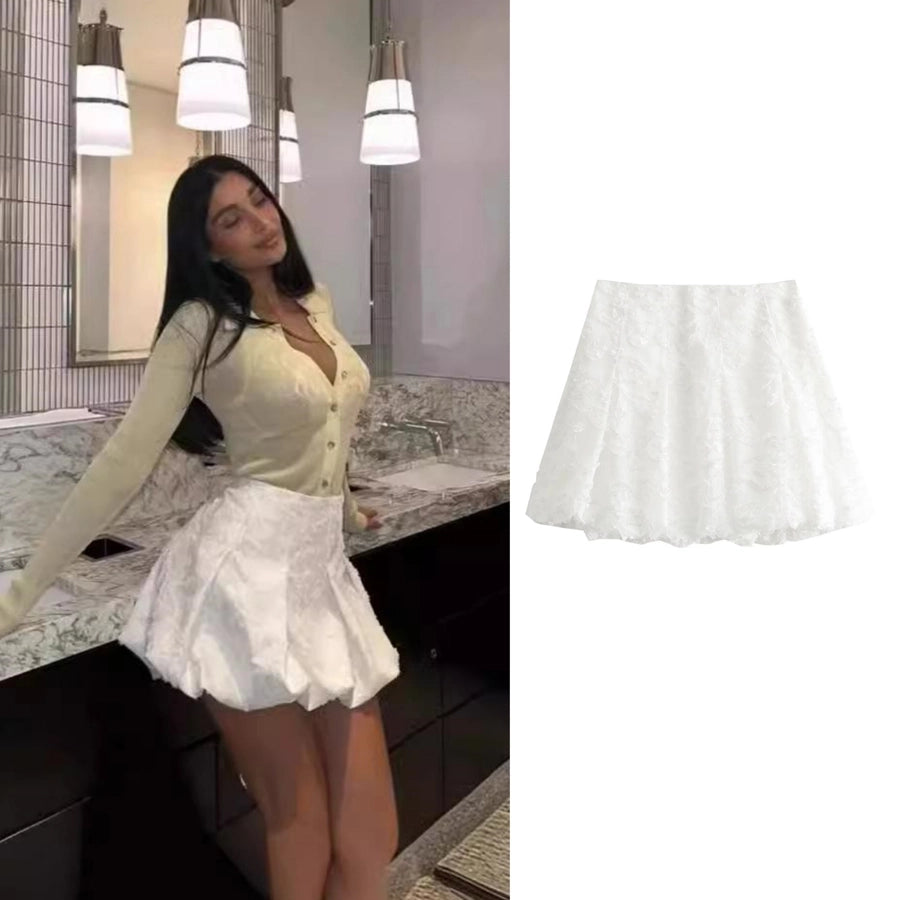Summer Casual Solid Color Polyester Above Knee Skirts
