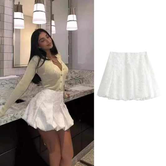 Summer Casual Solid Color Polyester Above Knee Skirts