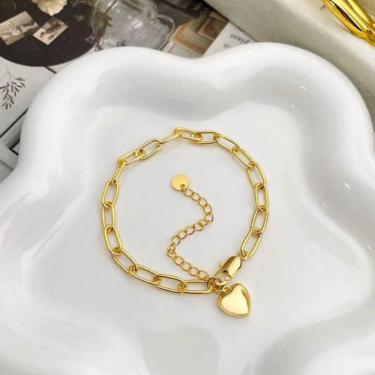 Jewelry Simple Style Classic Style Heart Shape Copper K Gold Plated White Gold Plated Polishing Plating Bracelets