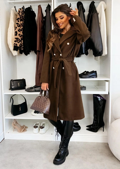 Women's Vacation Simple Style Solid Color Double Breasted Woolen Coat