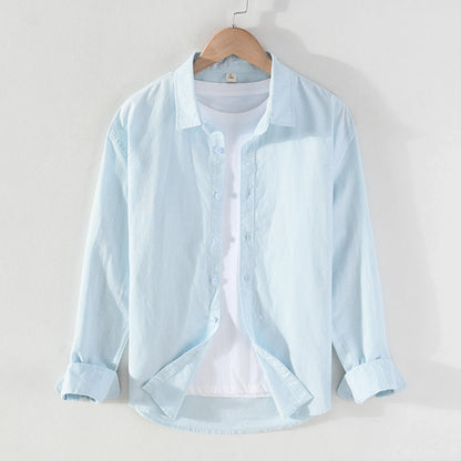 Men's Solid Color Casual Business Shirt Collar Long Sleeve Slim Men's Tops