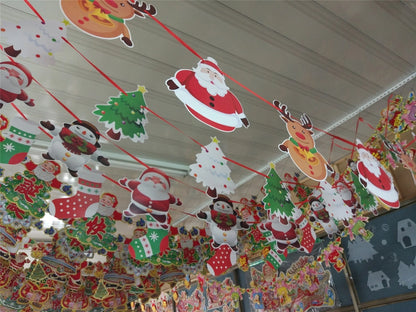 Christmas Paper Flag Christmas Window Hotel Scene Decoration Flag  Santa Claus Flag