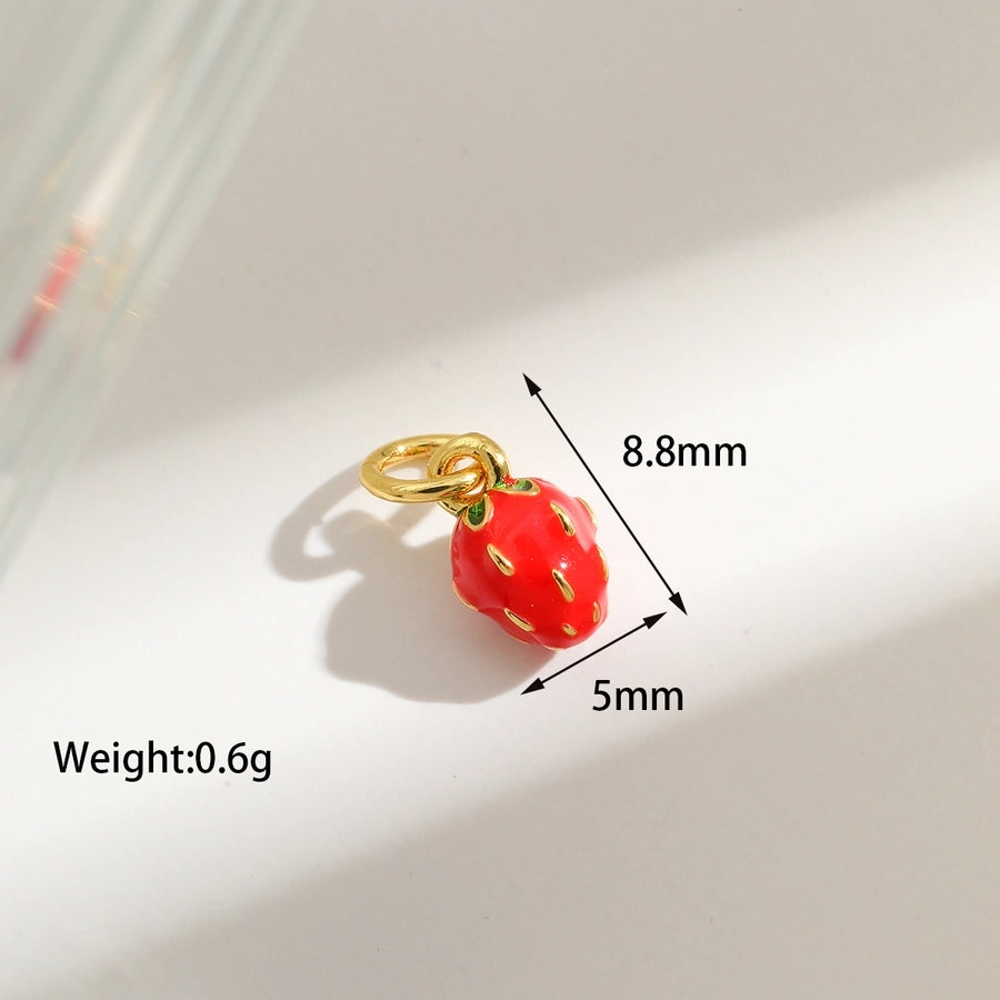 1 Piece 8.8*5MM Hole 3~3.9mm Copper 18K Gold Plated Strawberry Mushroom Pendant Jewelry Accessories