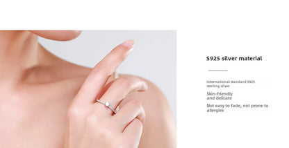 s925 Sterling Silver Ring Women's Korean Jewelry Simple Single Diamond Micro-inlaid Ring Small Fresh Closed Ring Live Explosions