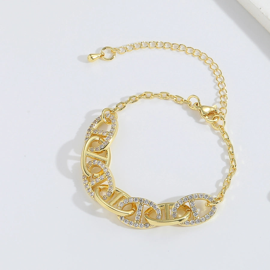 Jewelry Elegant Simple Style Commute Devil's Eye  Copper Zircon 14K Gold Plated Bracelets