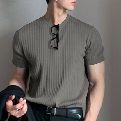 Men's Solid Color Simple Style Round Neck Short Sleeve Loose Men's T-shirt