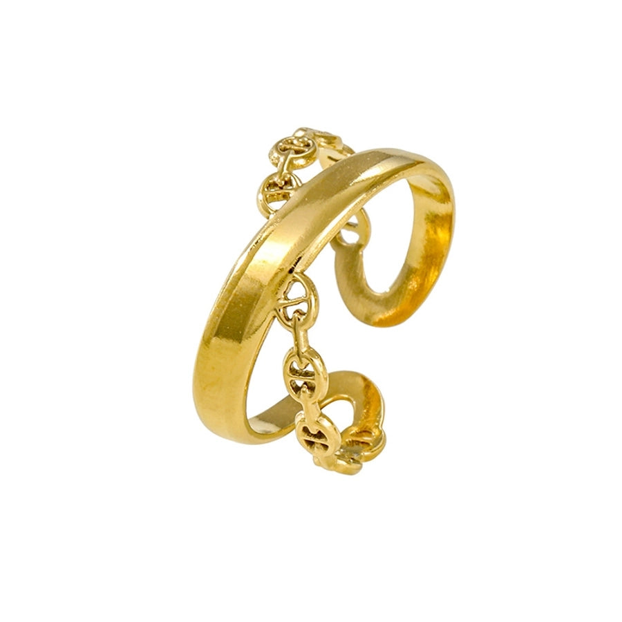 Jewelry Elegant Leaves Flower Titanium Steel Open Rings