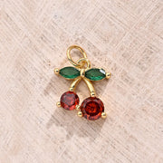 Two Small Leaves Orange Red Cherry [13x12mm  (Aperture:3mm)]