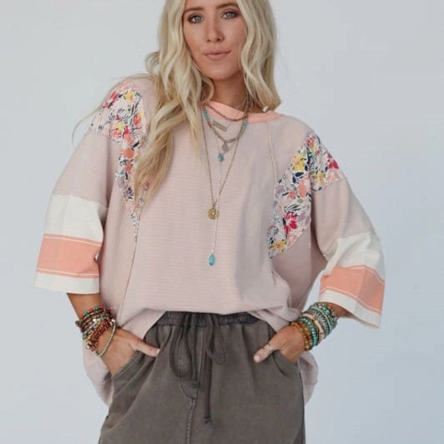 Hoodies & Sweatshirts 3/4 Length Sleeve Casual Streetwear Color Block Stripe