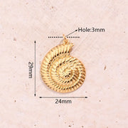 Light Gold Narrow Pattern Wheel Screw Large Pendant (Gold) [29x24mm (Aperture: 3mm)]