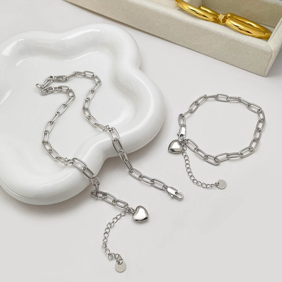 Jewelry Simple Style Classic Style Heart Shape Copper K Gold Plated White Gold Plated Polishing Plating Bracelets