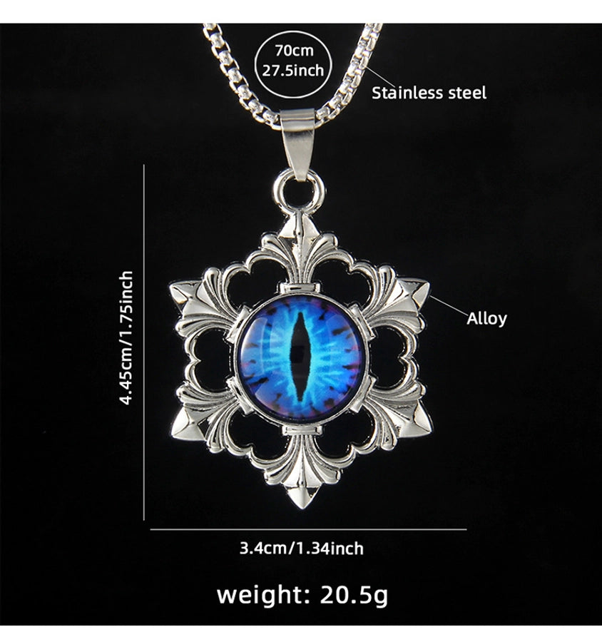 Hip-Hop Devil's Eye Snowflake 201 Stainless Steel Alloy Men's Pendant Necklace
