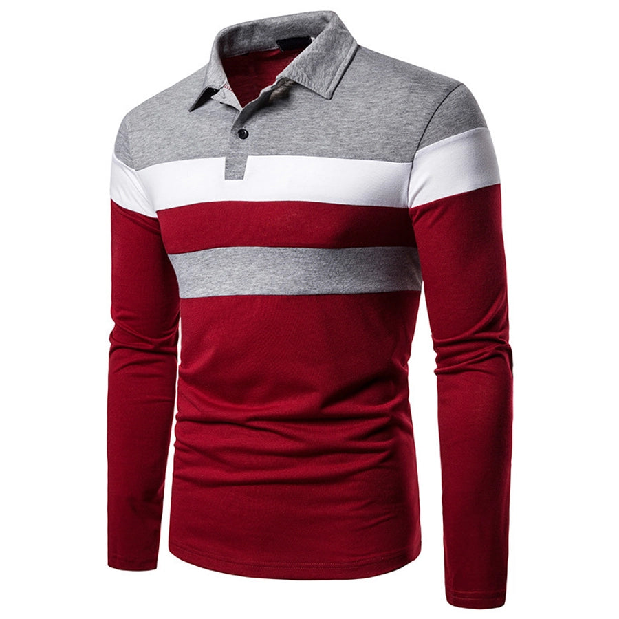 Men's long-sleeved  shirt 3 color stitching T-shirt  new  casual fashion  T-shirt fashion