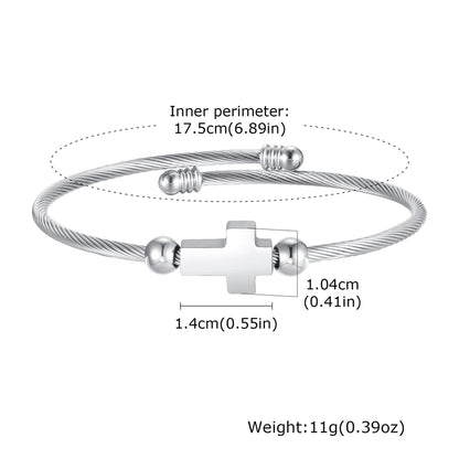 Religion Punk Cross 304 Stainless Steel 18K Gold Plated  Bangle In Bulk
