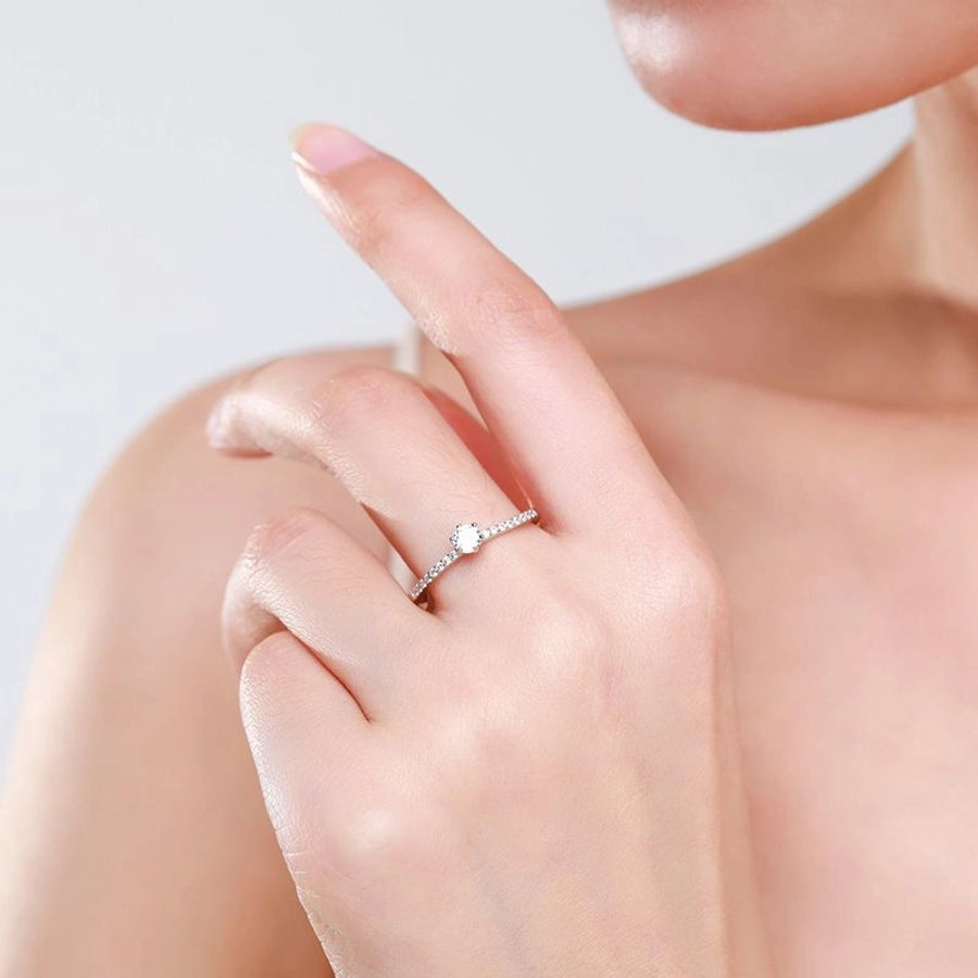 s925 Sterling Silver Ring Women's Korean Jewelry Simple Single Diamond Micro-inlaid Ring Small Fresh Closed Ring Live Explosions