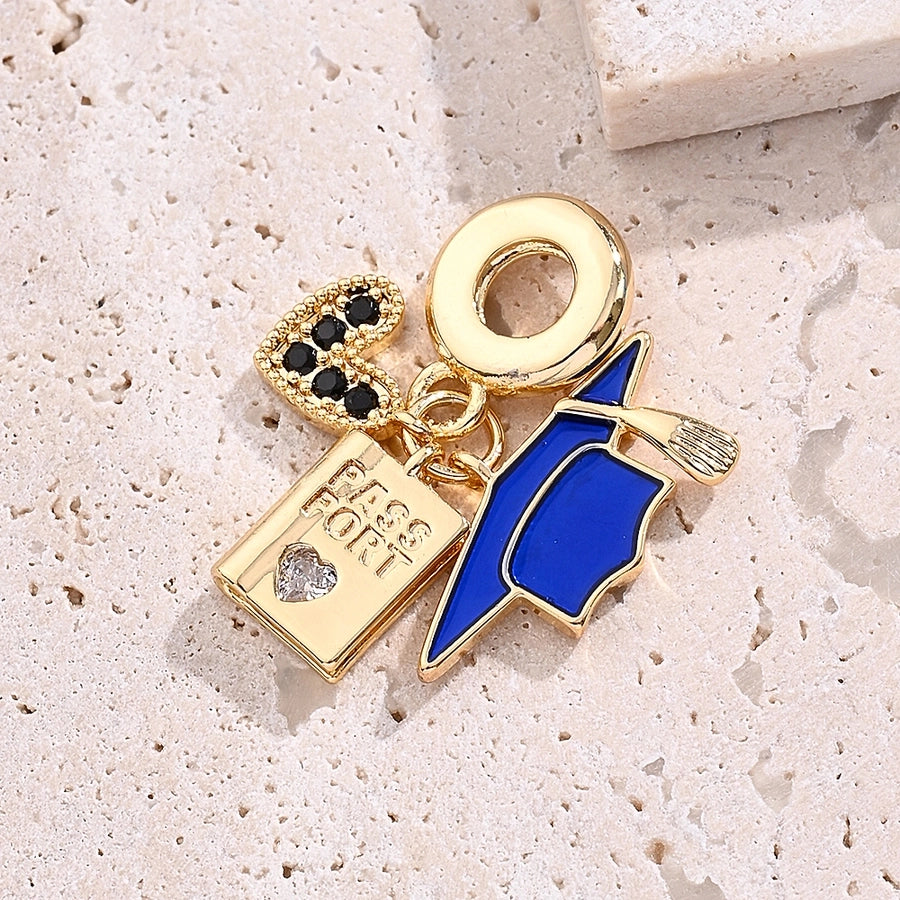 1 Piece 26mm 28mm 30mm Hole 4~4.9mm Copper Zircon 18K Gold Plated Sun Heart Shape Airplane Beads Jewelry Accessories