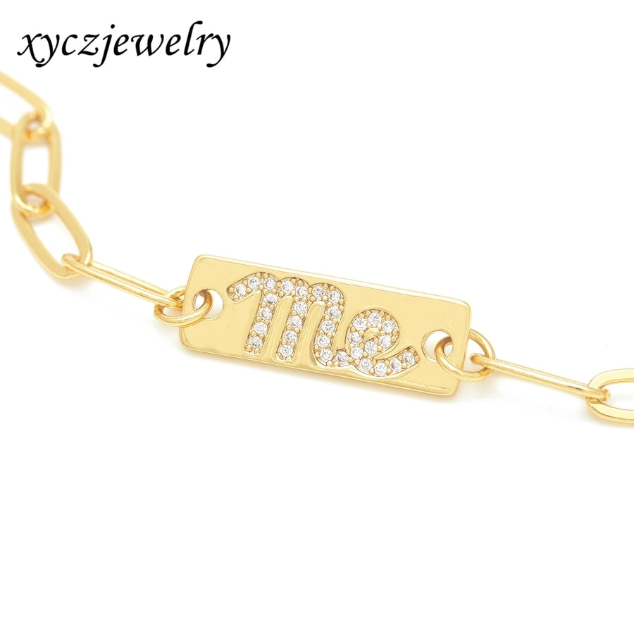Jewelry Casual Classic Style Letter Copper Zircon Necklace
