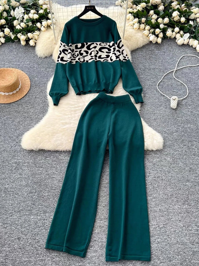 Daily Women's Casual Leopard Polyester Pants Sets Pants Sets