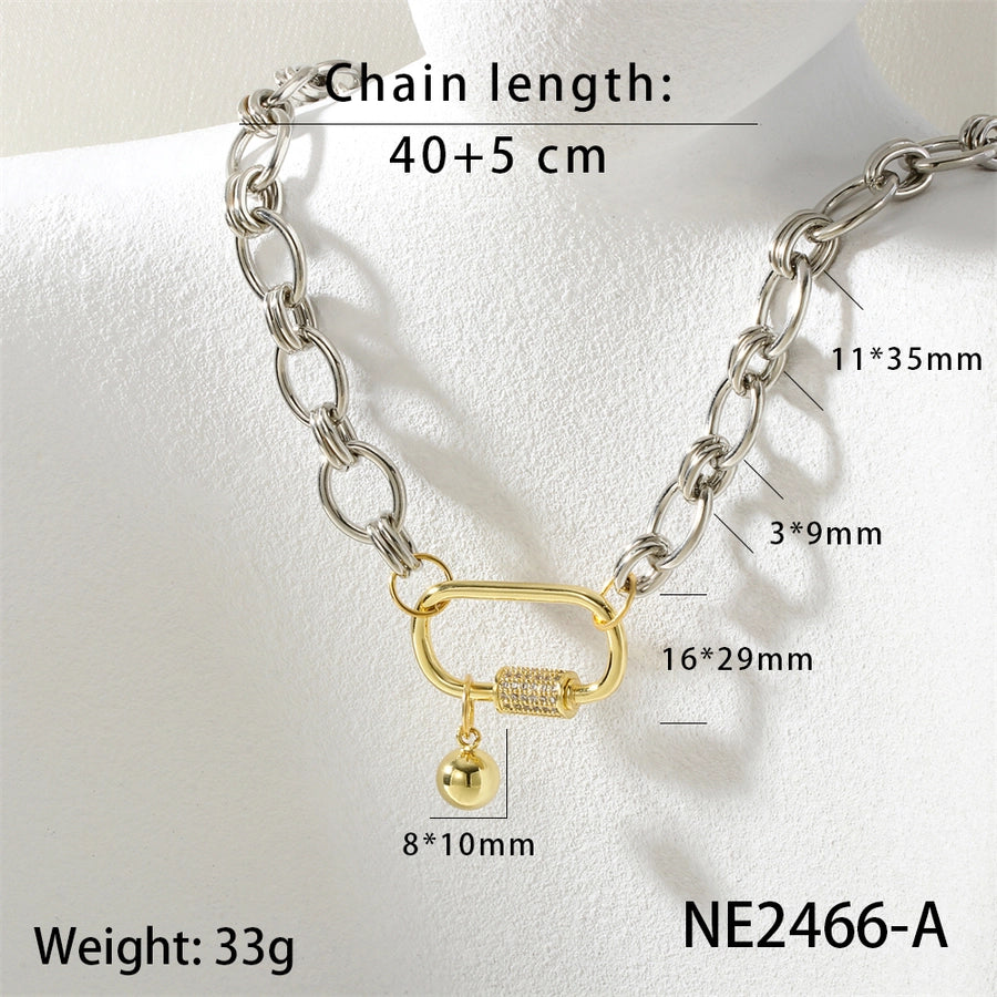 Jewelry IG Style Oval Copper Pendant Necklace